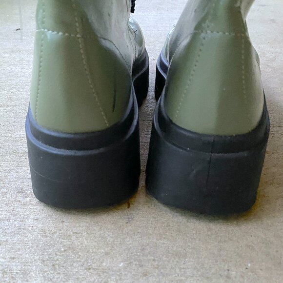 ASOS DESIGN Adventure Green Patent Chunky Lace Up Boots with Lug Sole - Picture 8 of 9